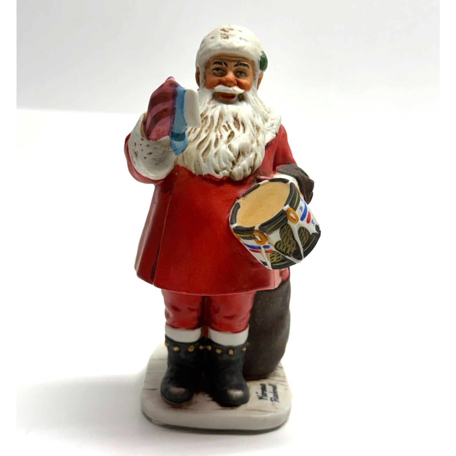 Vintage Norman Rockwell Santa Figurine A Drum For Tommy Dave Grossman 1976