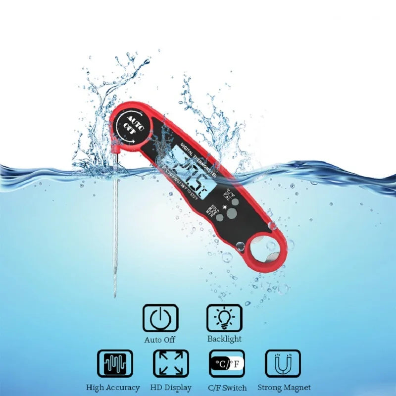 Waterproof Digital Kitchen Food Thermometer Instant Read Meat Temperature Gauge for Cooking Grilling BBQ Milk & Water