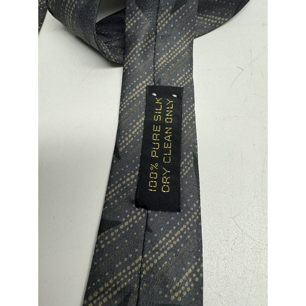 VINTAGE GIORGIO ARMANI NECKTIE 100% SILK Made in ITALY Gray w/Square Logo