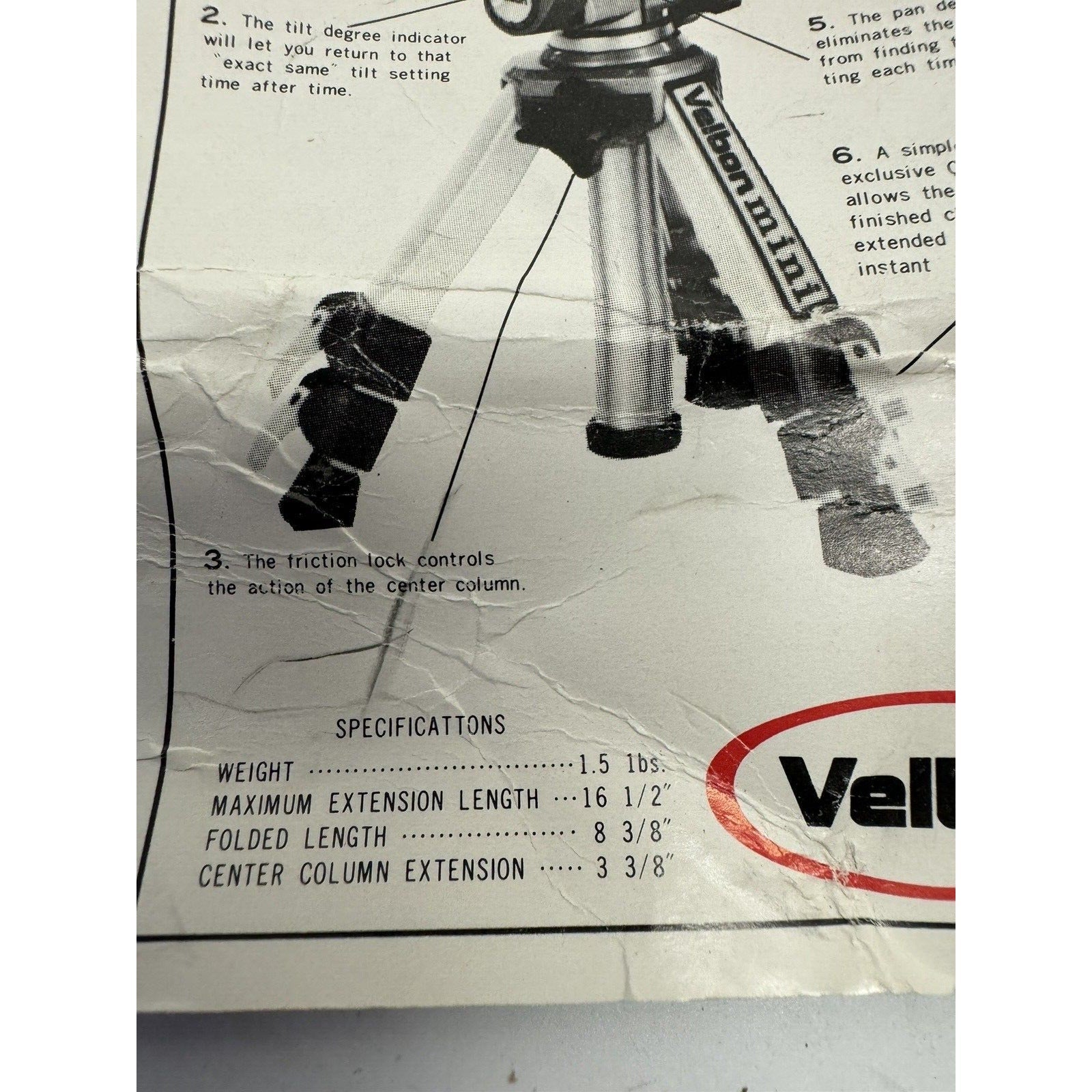 Vintage "RARE" NOS Velbon Mini Tripod Camera Stand Panhead PH-128 w/Original Box