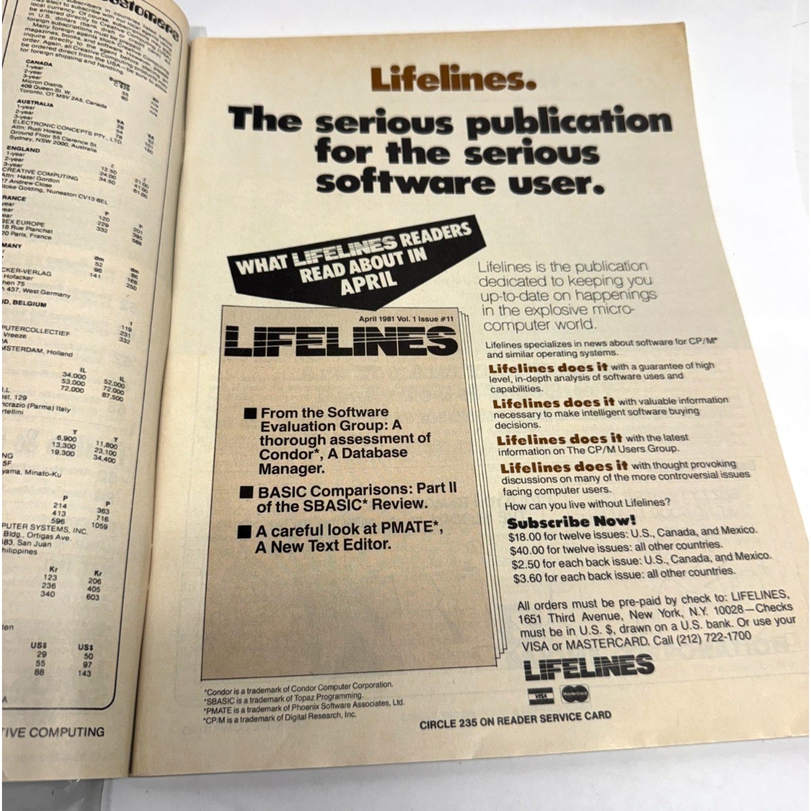 Vintage 1981 MAY CREATIVE COMPUTING MAGAZINE - FINANCE & BUSINESS FRONT COVER