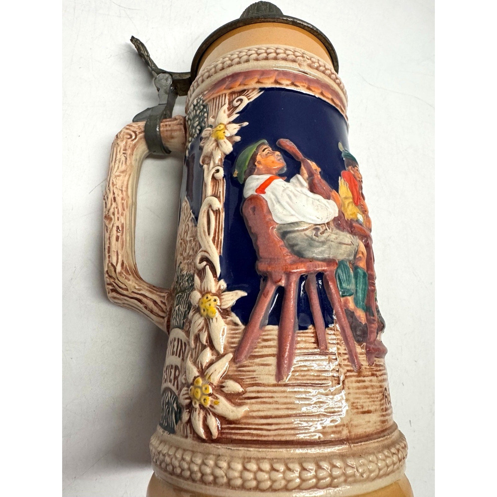 Vintage Gerz German Stein "Aufder Alm" "A.Madel Beim Bier, 1st Mein Plasier"