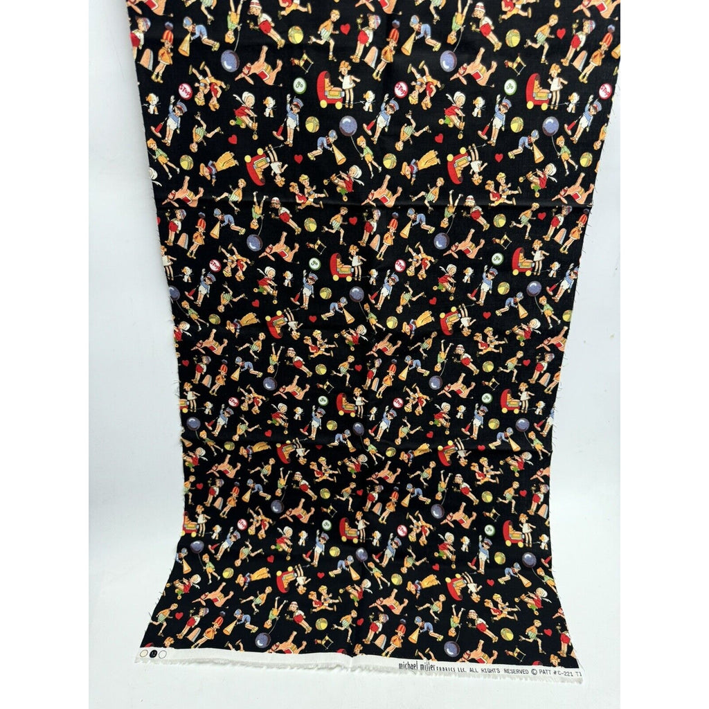 VINTAGE NEW Michael Miller C-221 Quilting Fabric 45"X18" Kids Donkies Baloons