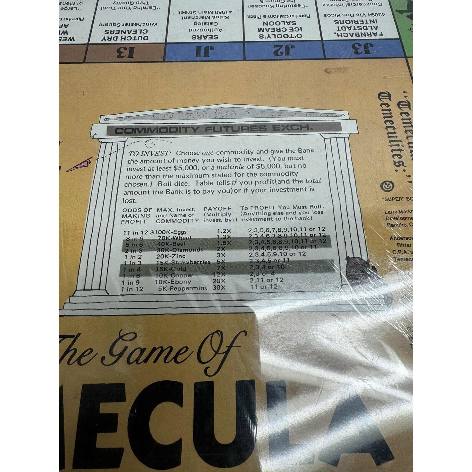 VINTAGE SEALED NEW The Board Game of TEMECULA Wheeler Dealer Monopoly