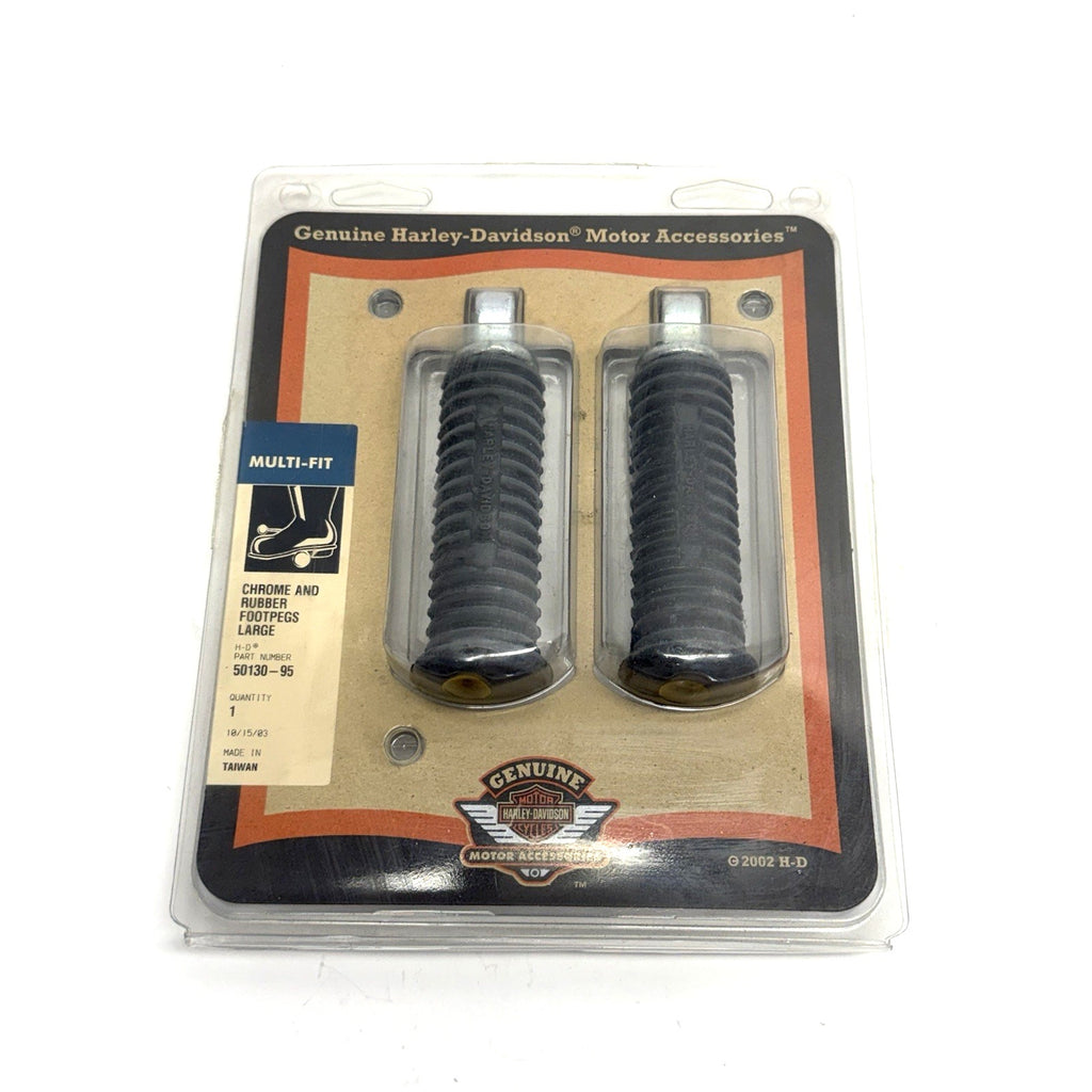 Vintage New Harley Davidson HOG Chrome and Rubber Foot Pegs 50130-95 2002 H-D