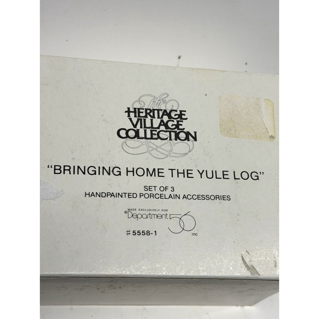 Vintage Sealed Dept. 56 Heritage Village BRINGING HOME THE YULE LOG #5558-1