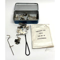 VINTAGE "ATTACHMENT SEWING MACHINE" Blue Metal TIN BOX w/ Accessories Parts