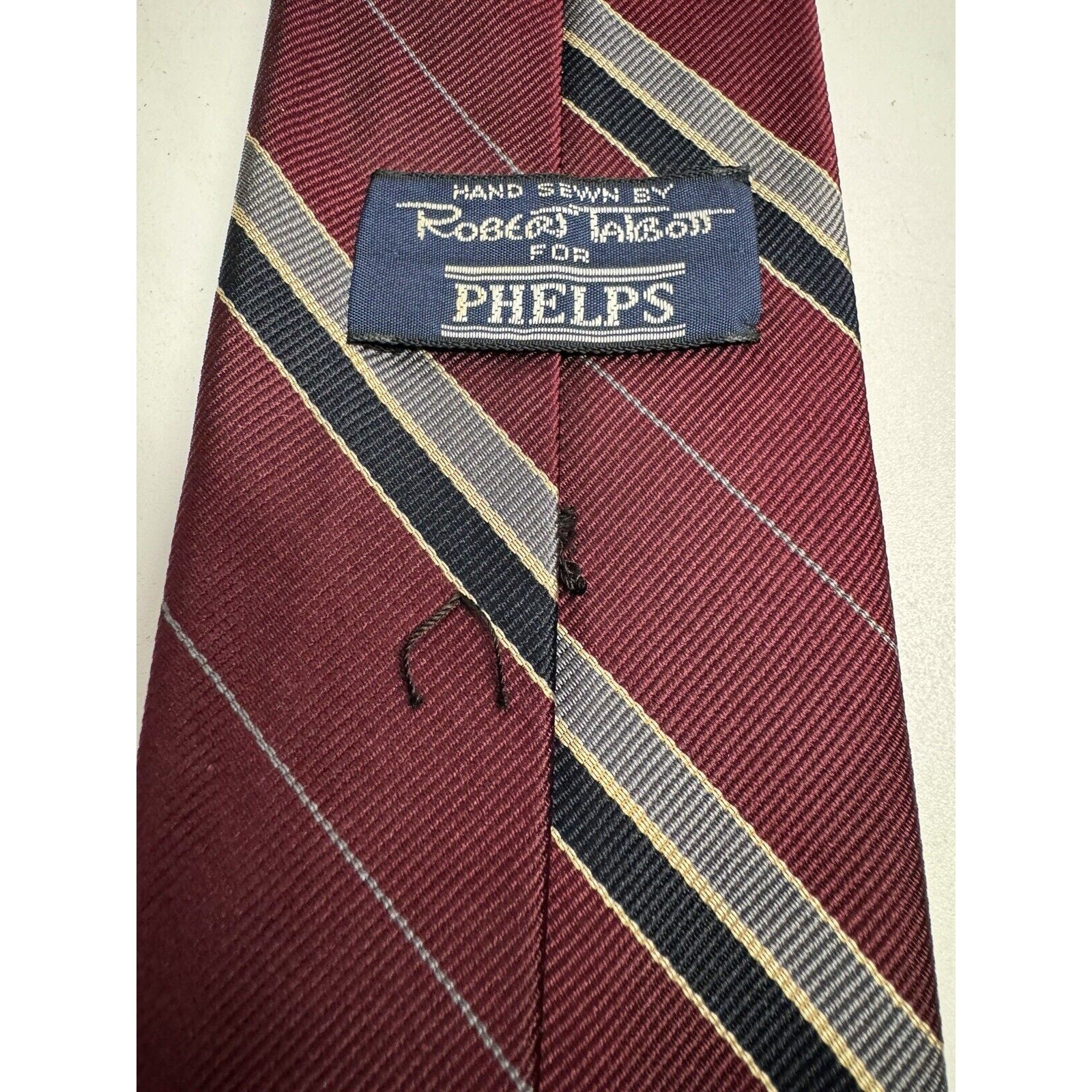 VINTAGE Robert Talbott Men's Red Striped 100% Silk Necktie