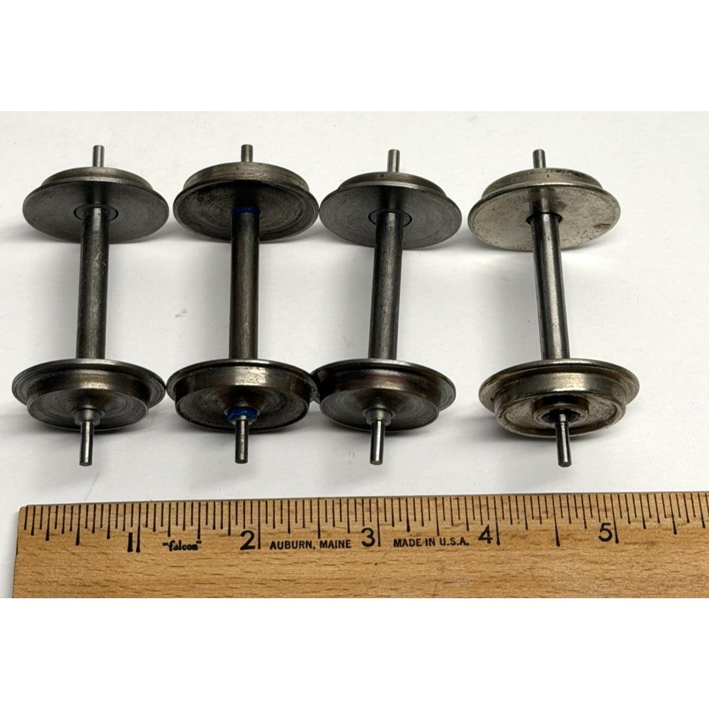 Vintage Lot of 4 G scale metal axle, metal wheel, solid discs, all black