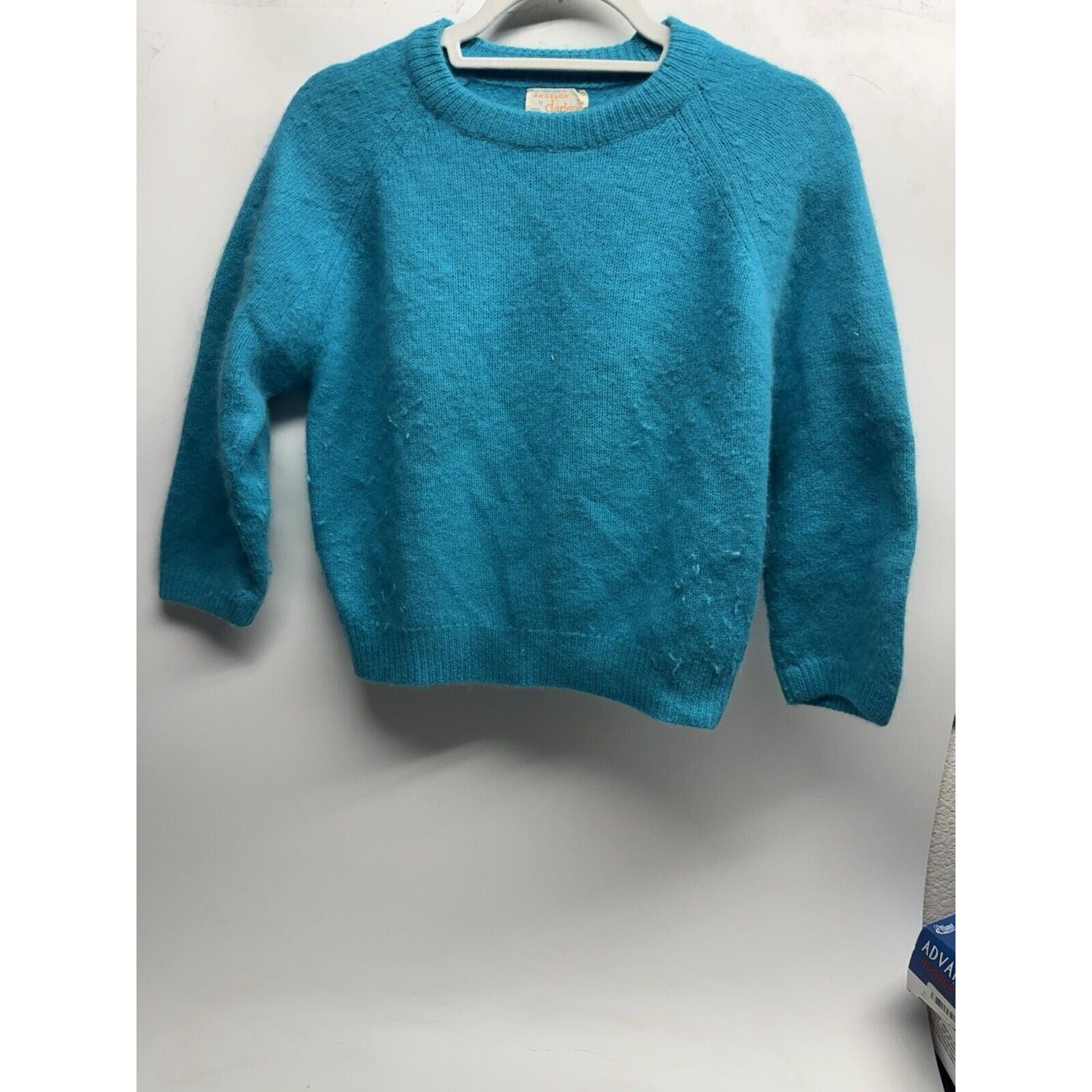 VINTAGE ANGELON BY DARLENE French Angora/Lamb Wool Sweater Blue W's Size 40 USA