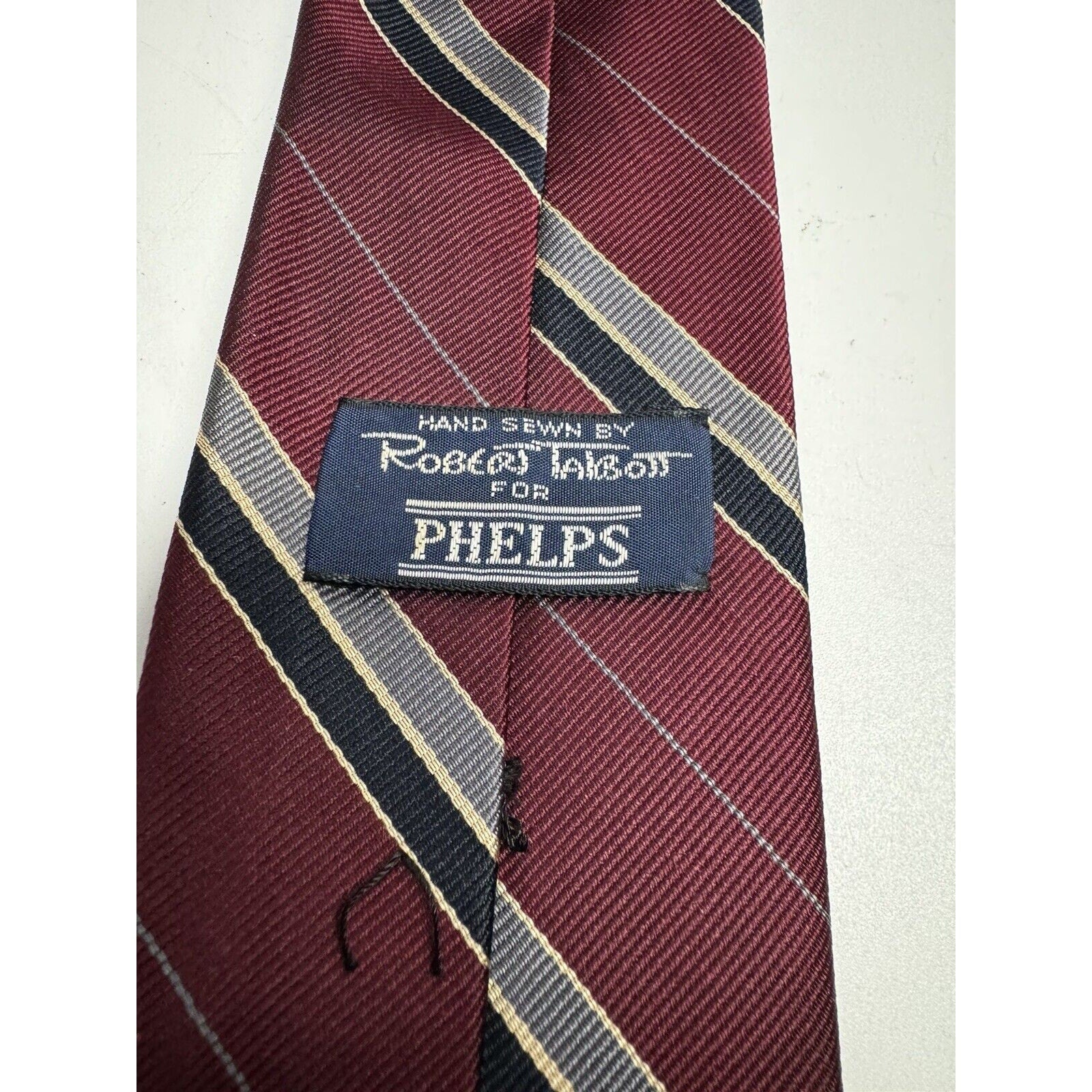 VINTAGE Robert Talbott Men's Red Striped 100% Silk Necktie