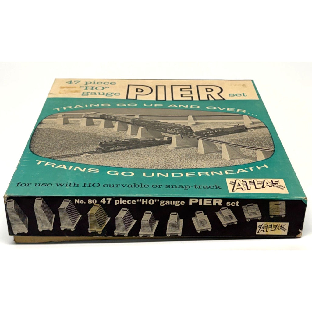 Vintage New Atlas No. 80 HO Gauge Pier Set 47 Piece Over & Under Track Supports