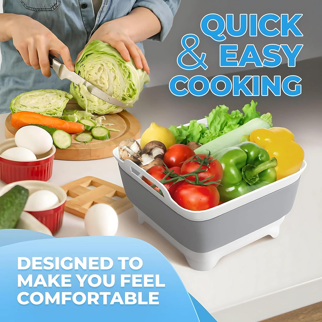 Collapsible Wash Basin with Drain Plug - 2.4 Gal(9L) Wash Basin for Baby Bottles, Foldable Dish Pans for Kitchen Sink & Camping & Hand Washing Station, Wash Bin, Laundry Tub, Portable Dish Tub