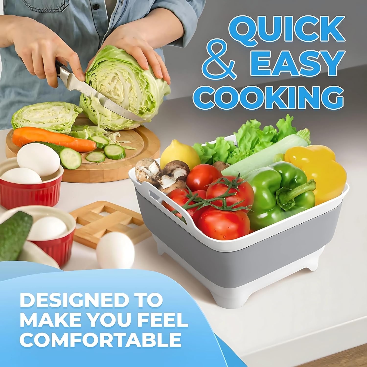 Collapsible Wash Basin with Drain Plug - 2.4 Gal(9L) Wash Basin for Baby Bottles, Foldable Dish Pans for Kitchen Sink & Camping & Hand Washing Station, Wash Bin, Laundry Tub, Portable Dish Tub
