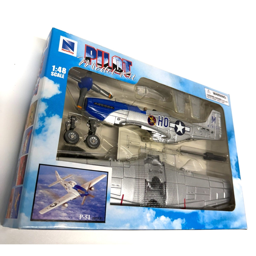 Vtg New Ray Pilot 1/48 Scale Model Kit P-51 Fighter Silver 1:48 No. 20217 B1