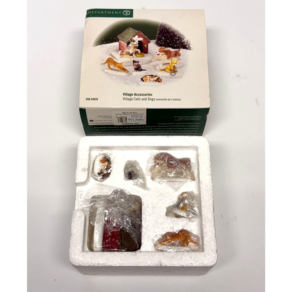 Vintage Dept 56 Village Cats and Dogs 52828 Accessories Set Complete Boxed