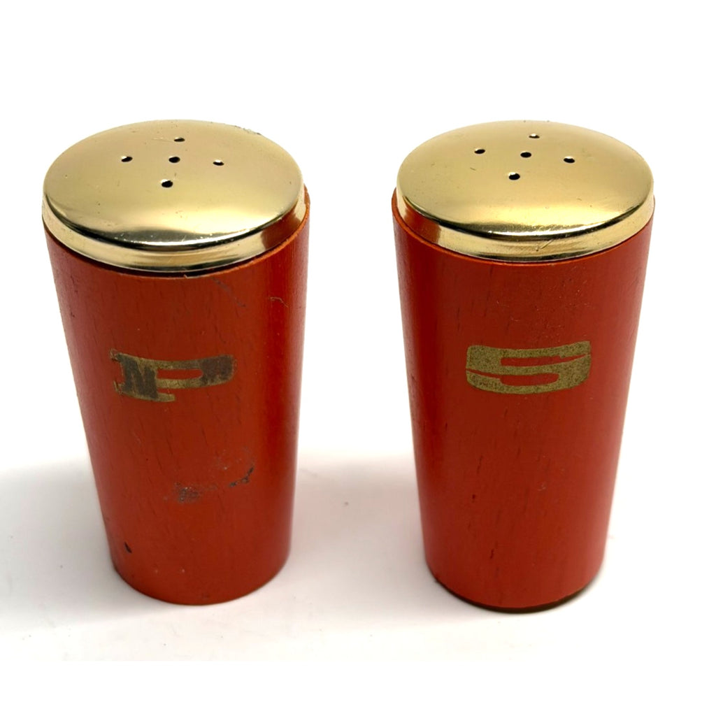Vintage MCM Atomic Era Wooden Salt And Pepper Shaker Set Grt