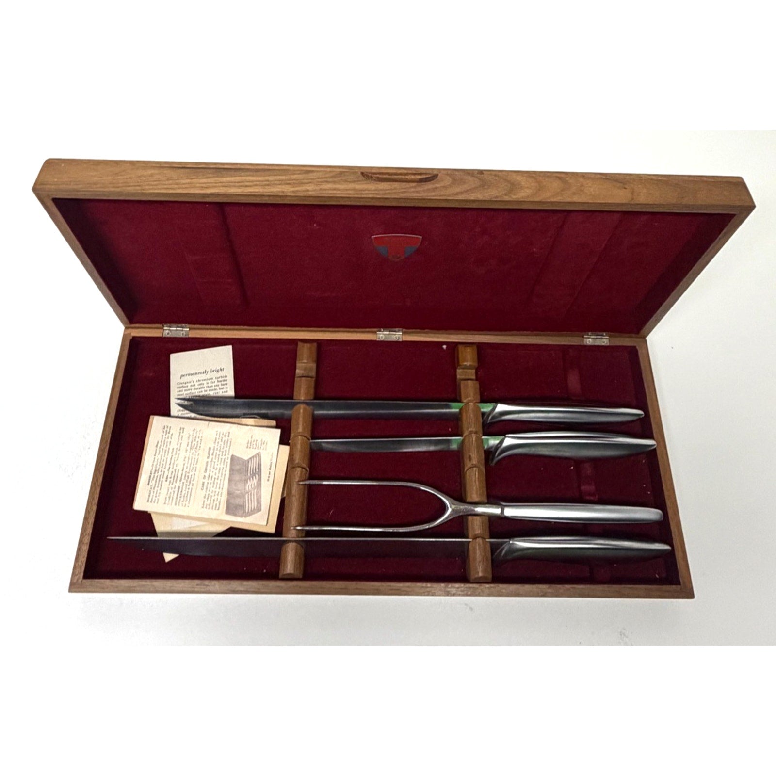 Vintage Gerber Legendary Blades 4 Pc Carving Set w/Walnut Case