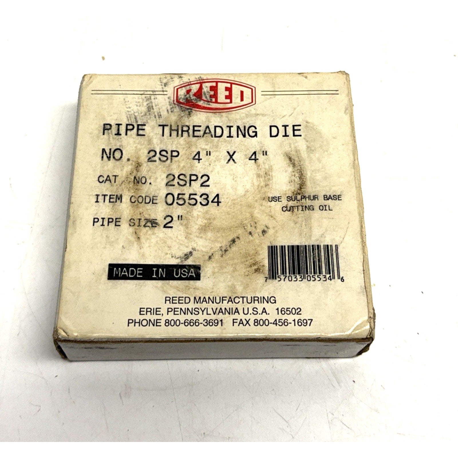 VINTAGE NOS Reed 2SP2 For 2" Pipe Threading Die 4" X 4" Steel & Stainless 05534