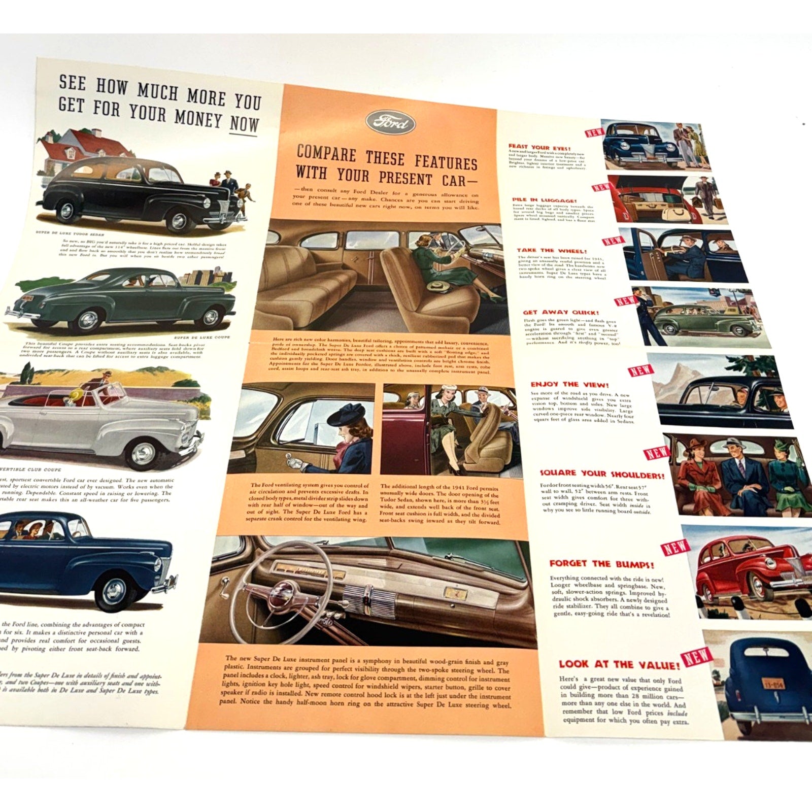 Vintage 1941 FORD Color Sales Brochure Poster