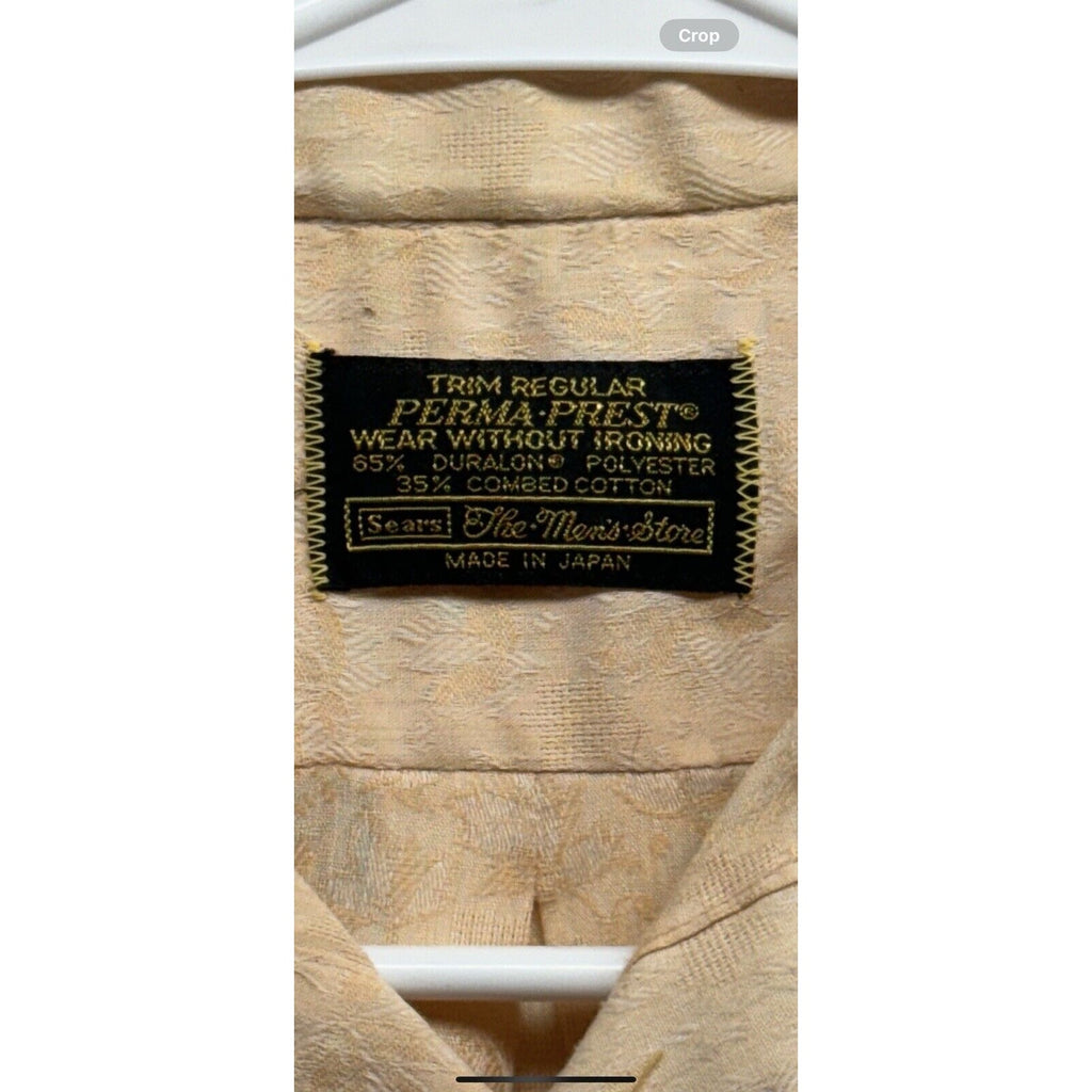 Vintage Sears Perma-Press Medium SHORT Sleeve SHIRT Wide Collar MADE IN JAPAN