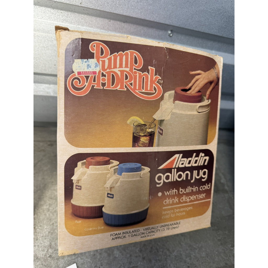 VINTAGE Aladdin PUMP A DRINK Gallon Jug Coventry Foam Insulated Original Box