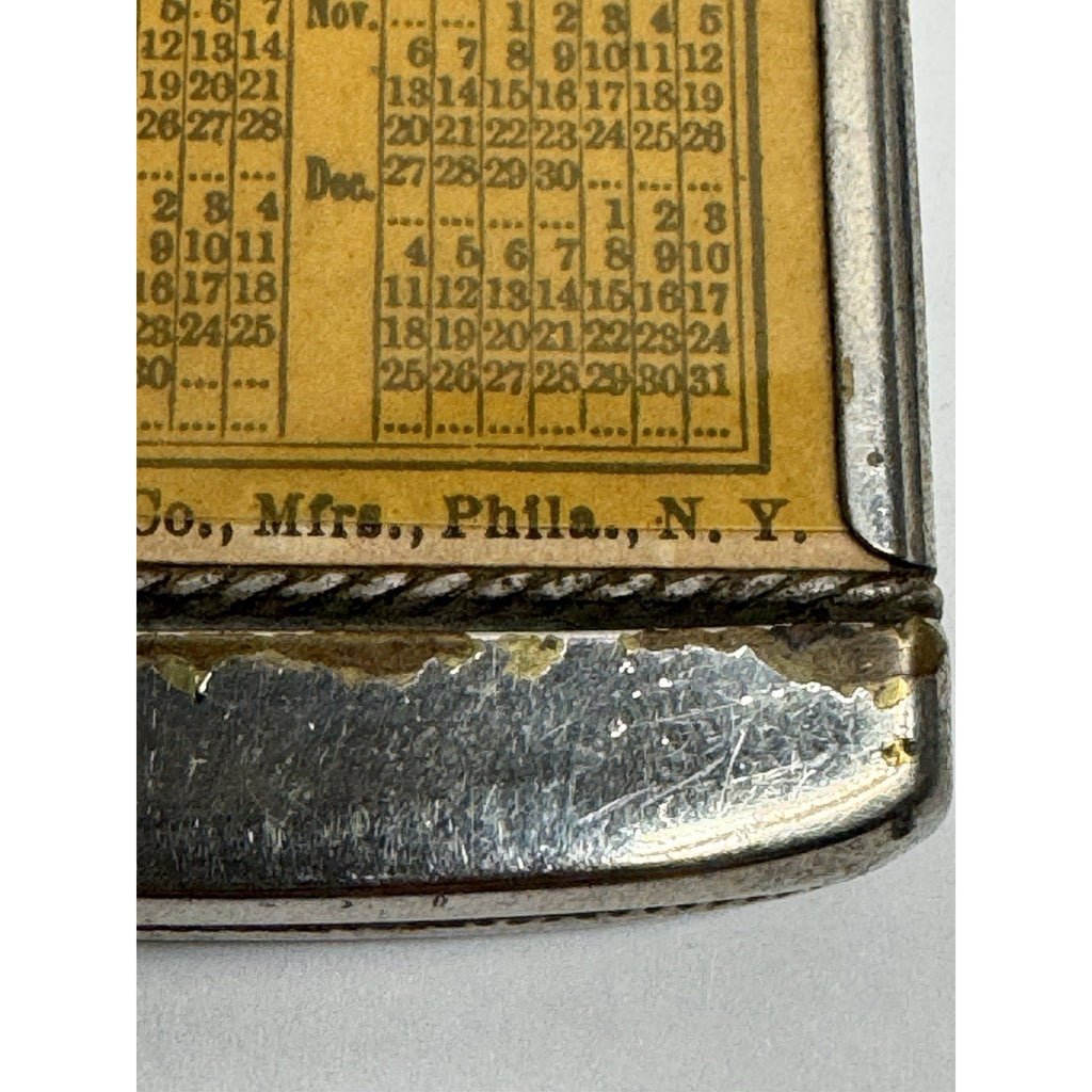 VINTAGE 1904 Metal Case Pocket Calendar H.W. Pitts & CO, Philadelphia, N.Y.