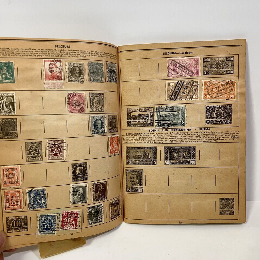 RARE VINTAGE PLANTERS PEANUTS MR. PEANUT POSTAGE STAMPS OF THE WORLD BOOK 1940S