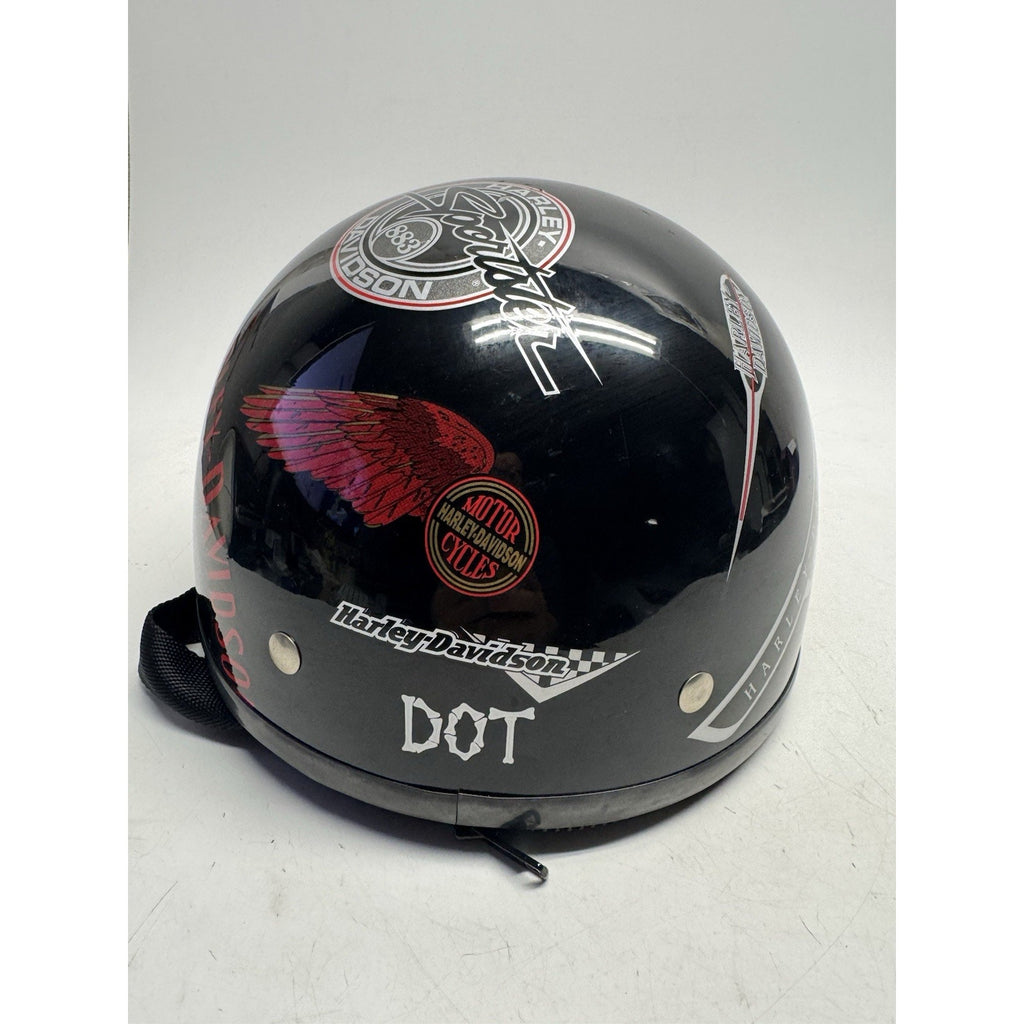 VINTAGE 2001 Harley Davidson DOT Motorcycle Half Helmet Gloss Black XS USA