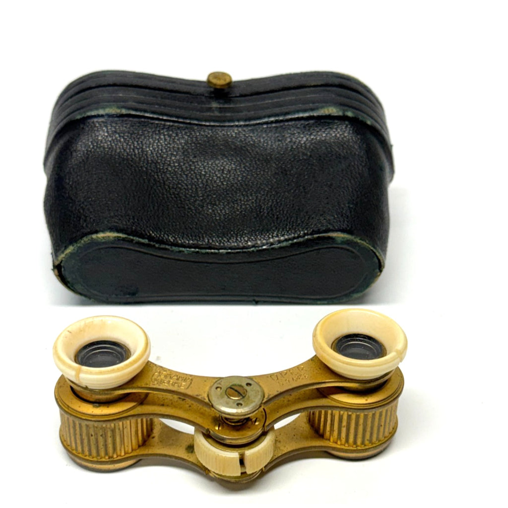 Vintage Askania Werke Berlin Opera Glasses Brass Theater Binoculars w/ Case
