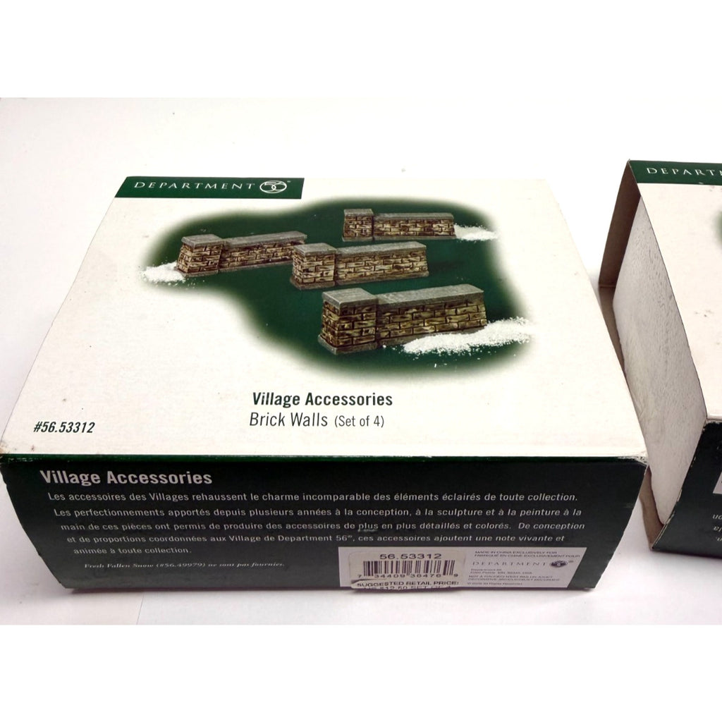 Vintage Lot of 2 New Dept 56 Village Accessories Brick Walls - 4Set #56.53312