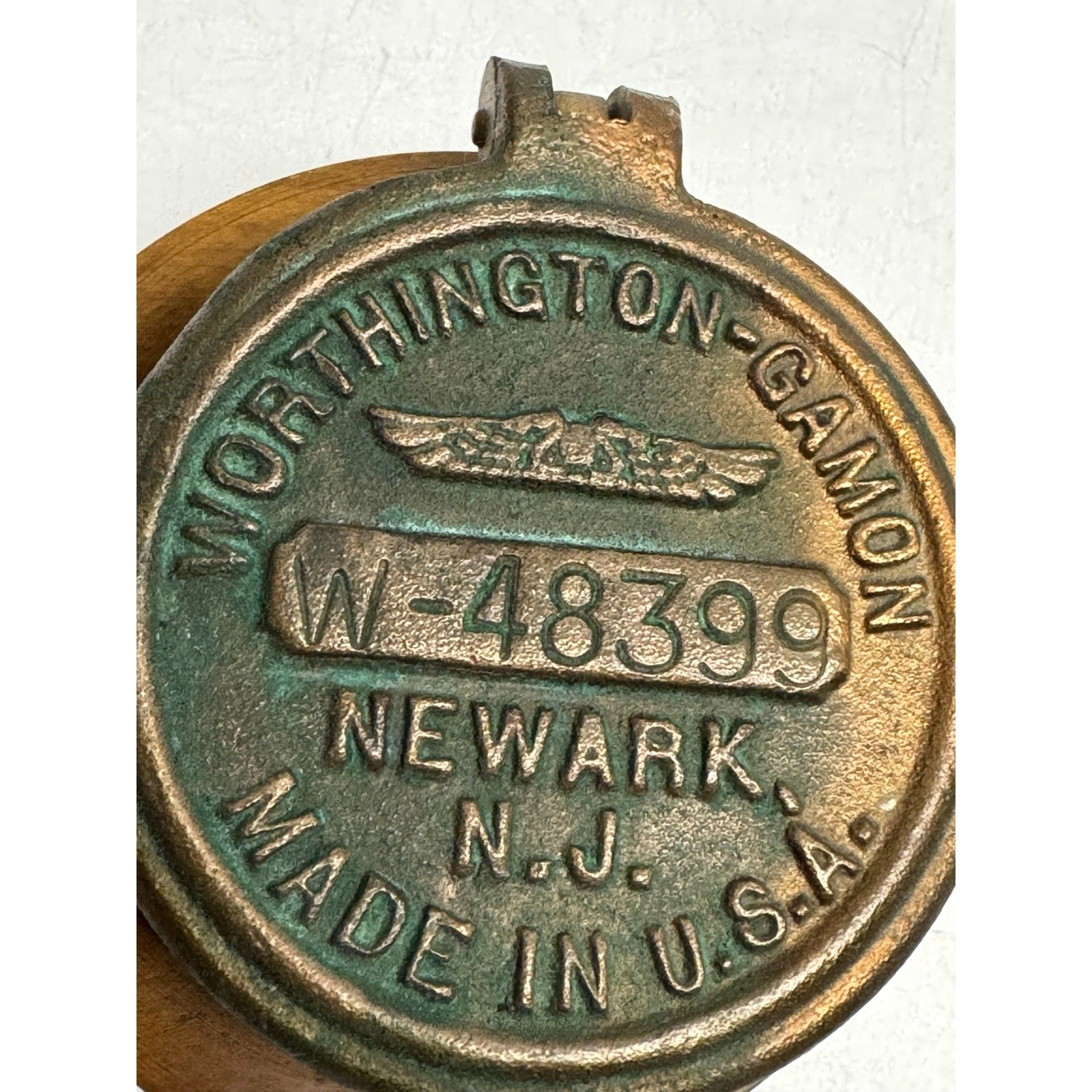 Vintage "Worthington-Gamon" Water Meter Brass Cover ..Mounted on Wood W-48399