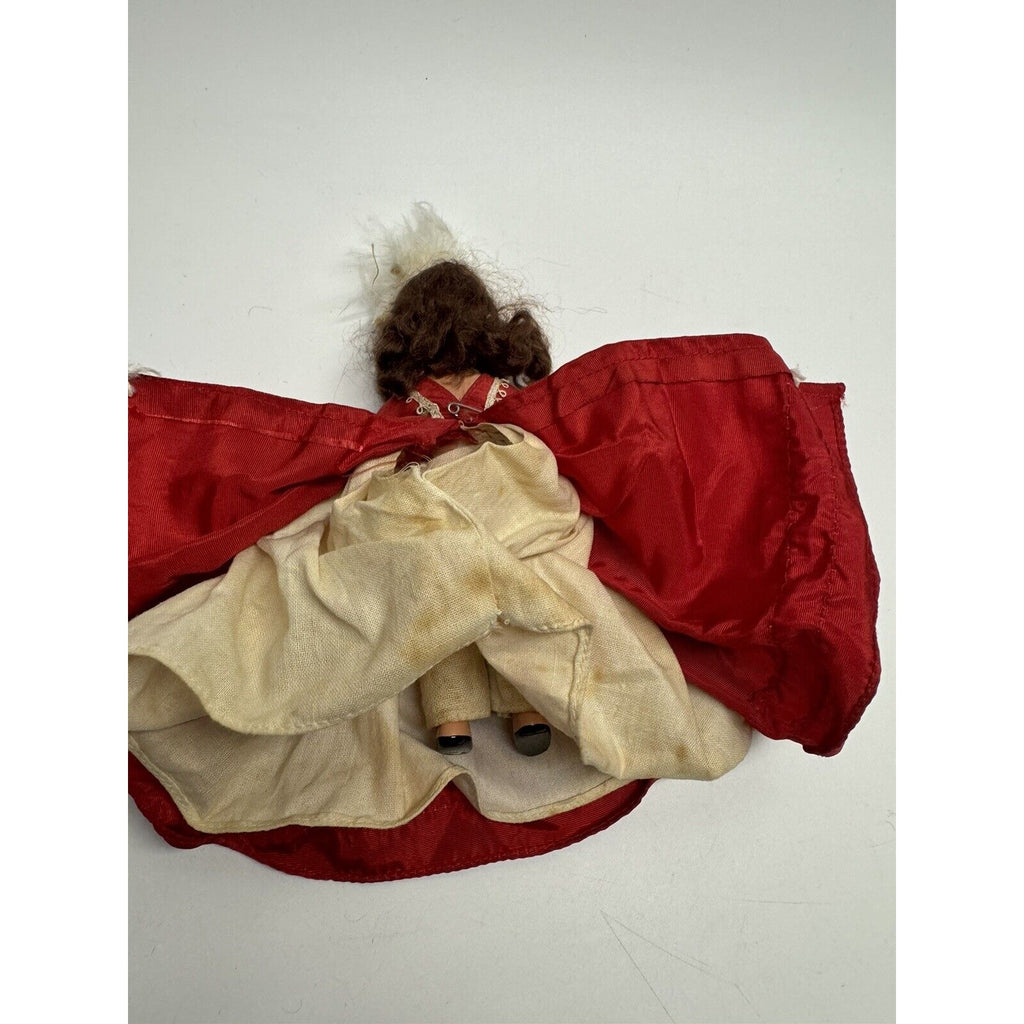Vintage Nancy Ann Storybook Doll Red Dress w/White Hat 6"