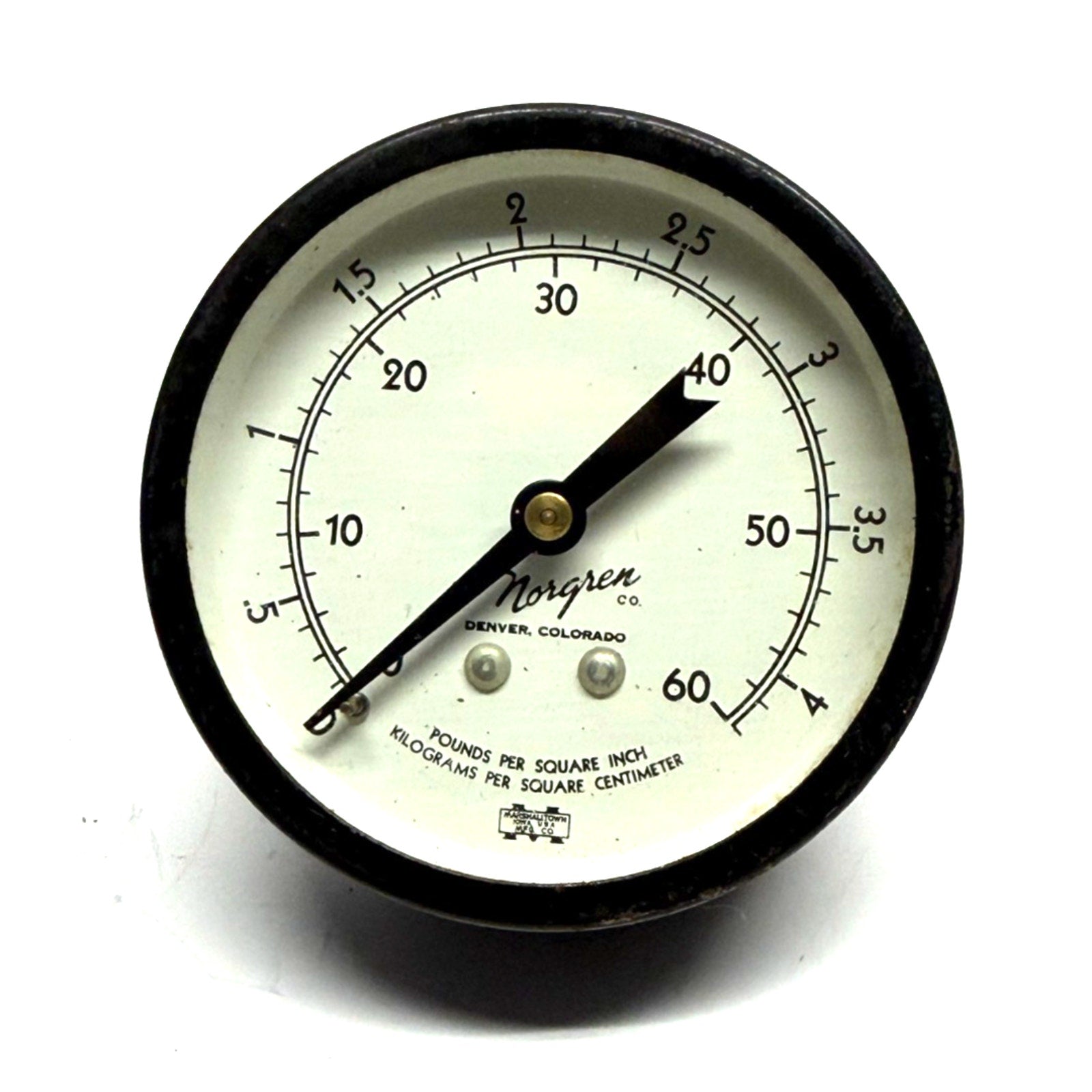 Vintage Marshalltown Instruments Vacuum Gauger 0-60 Pressure Meter