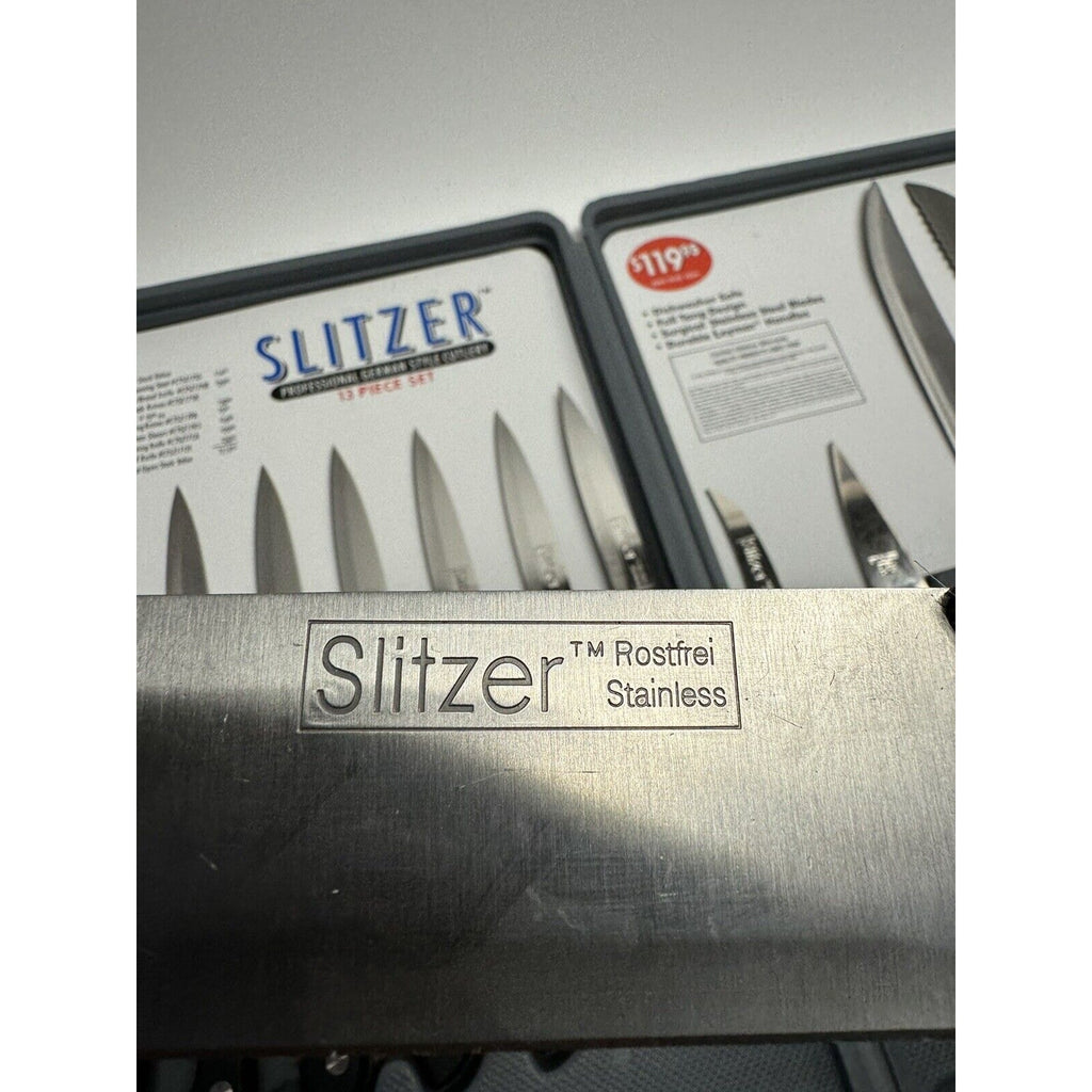 VINTAGE NOS SLITZER 13 Piece Professional German Cutlery Kitchen Knife Set
