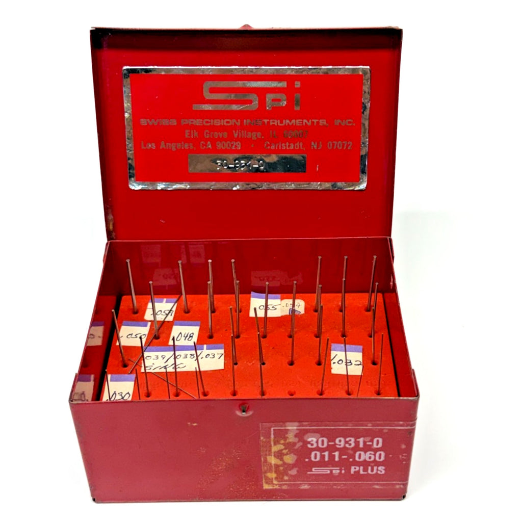 Vintage SPI 30-931-0 Red Metal Index Box Micro Drill Pins Incomplete