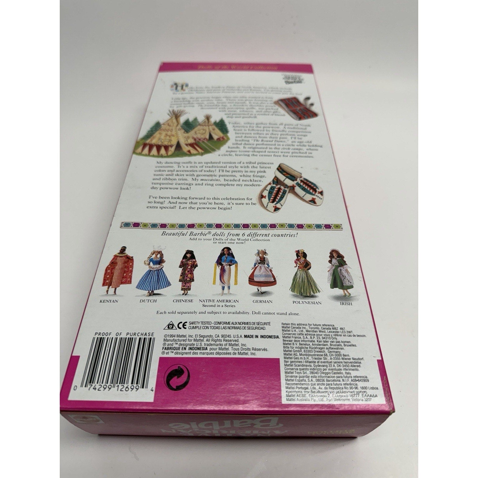 VINTAGE Mattel NATIVE AMERICAN BARBIE Doll 1994 Dolls of the World 3RD Edition