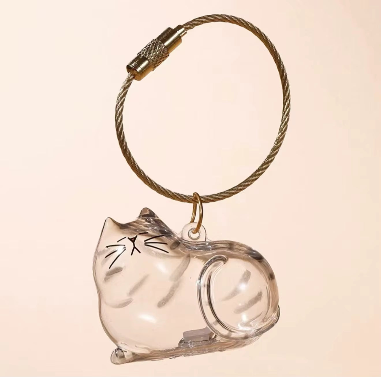 Personalized Transparent Cat Hair Keepsake Keychain – Pet Fur Memorial Pendant for Cat Lovers | Cute & Meaningful Souvenir Gift 🐾✨