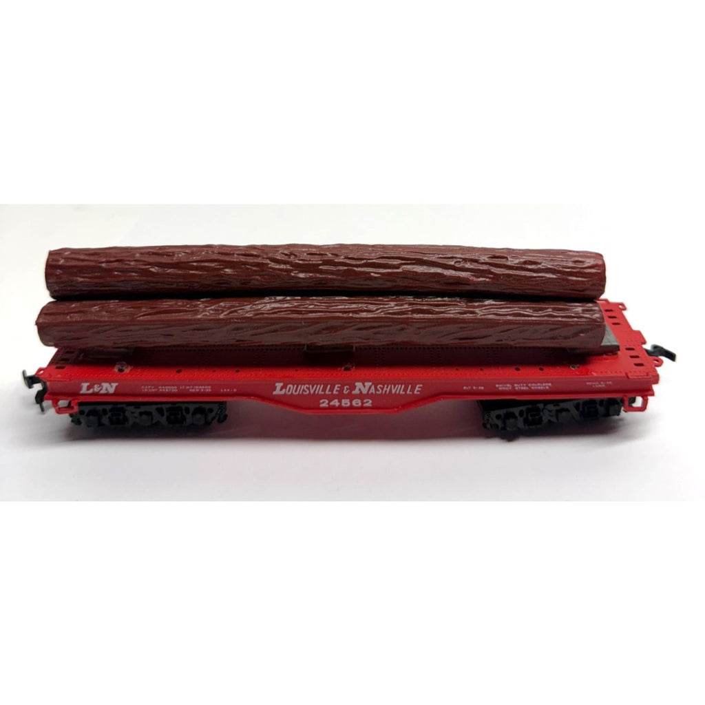 Vintage NOS Bachmann HO Louisville Nashville 24562 Flat Logging Car with Logs