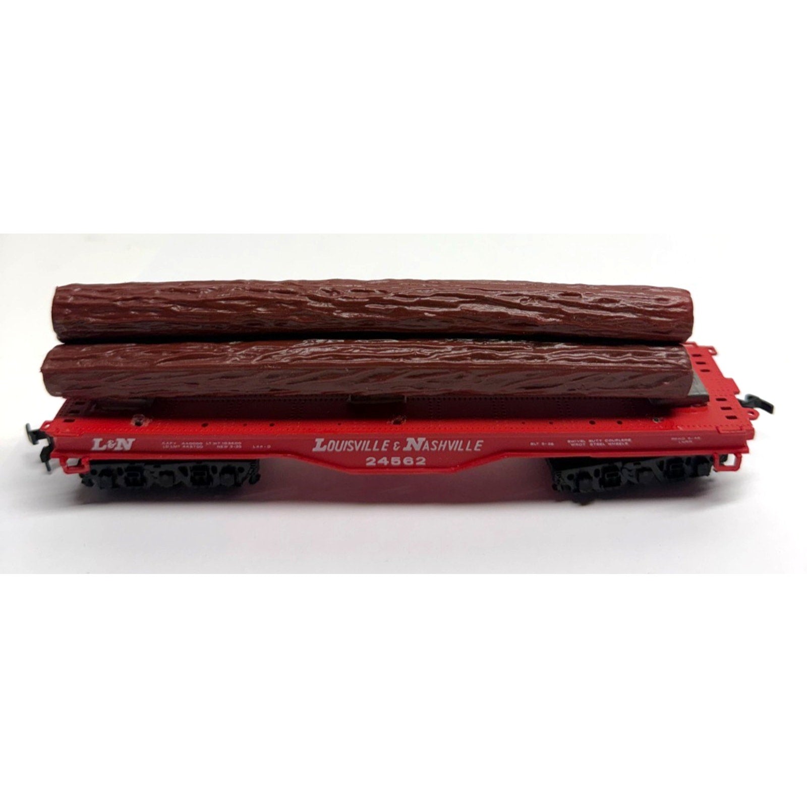 Vintage NOS Bachmann HO Louisville Nashville 24562 Flat Logging Car with Logs