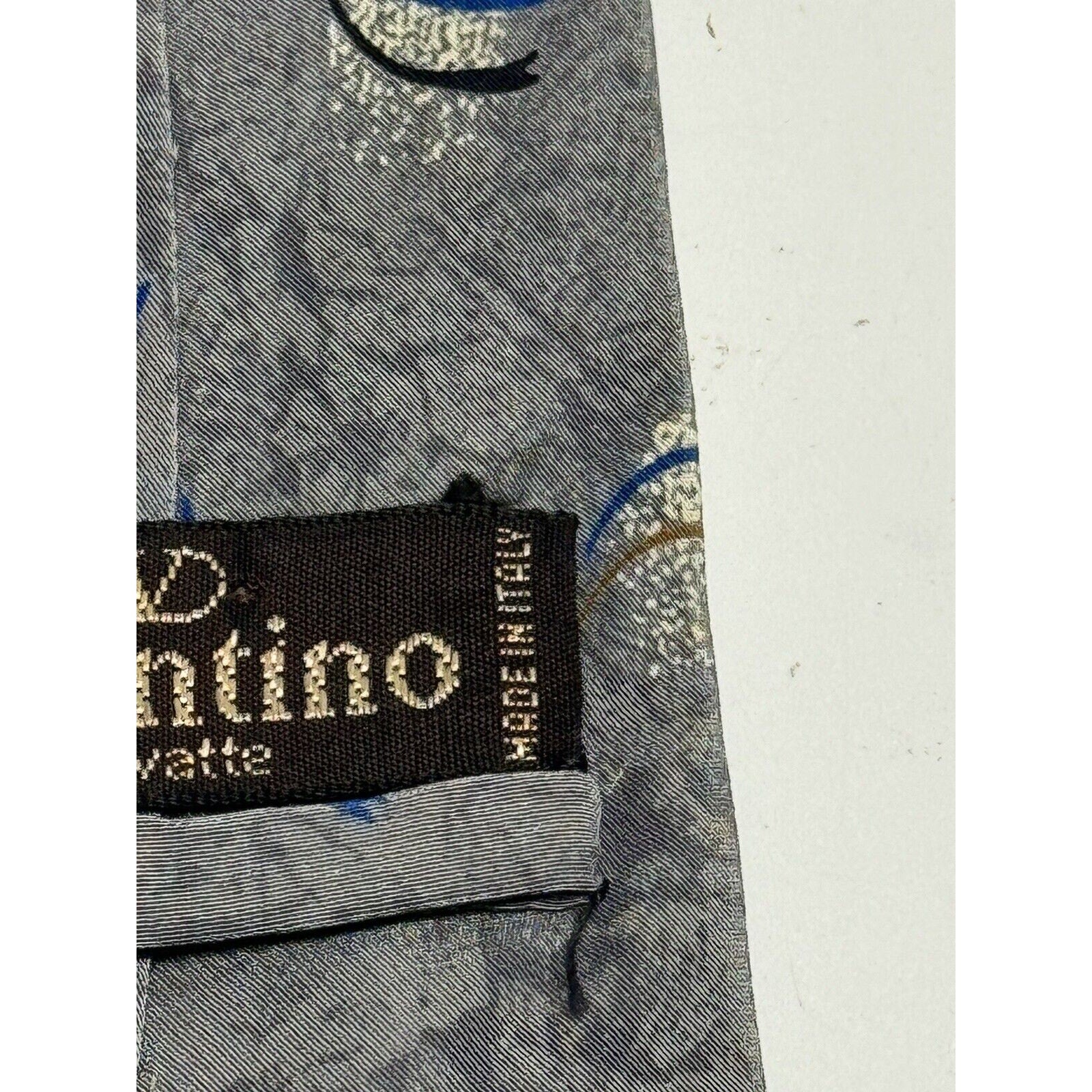Vintage Valentino 100% Silk Tie # 4151 Gray Marble Made in Italy
