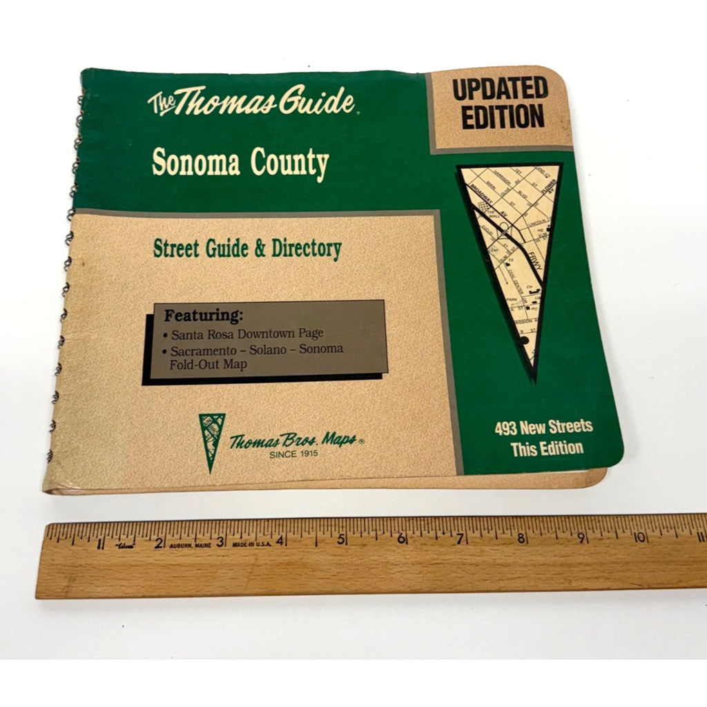 Vintage 1992 Thomas Bros Map Sonoma County Street Guide Directory Spiral Bound