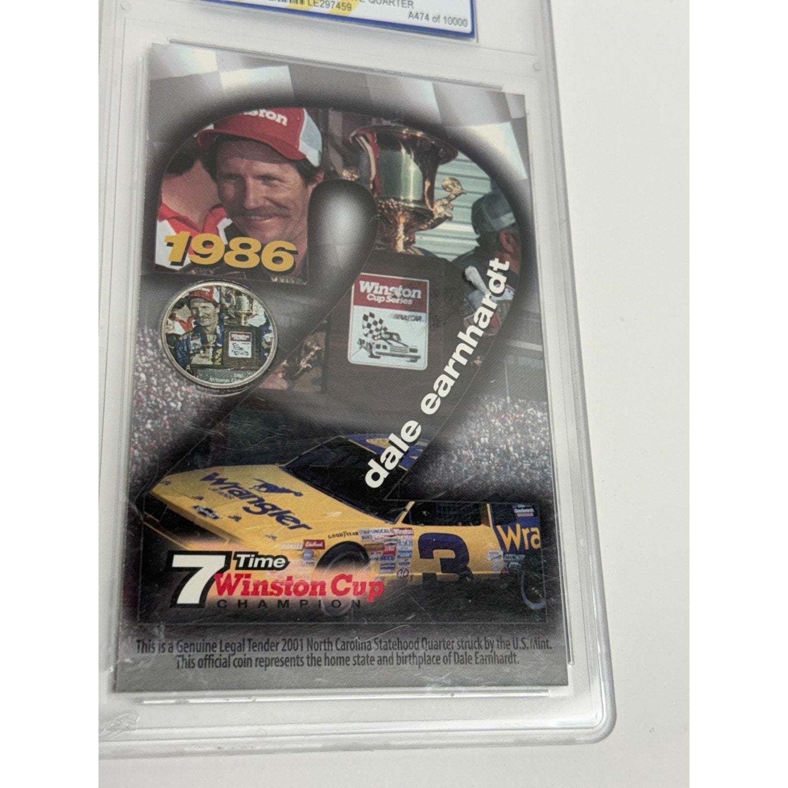 VTG 2001 Colorized RARE 1986 DALE EARNHARDT, NORTH CAROLINA, U.S.A.State Quarter