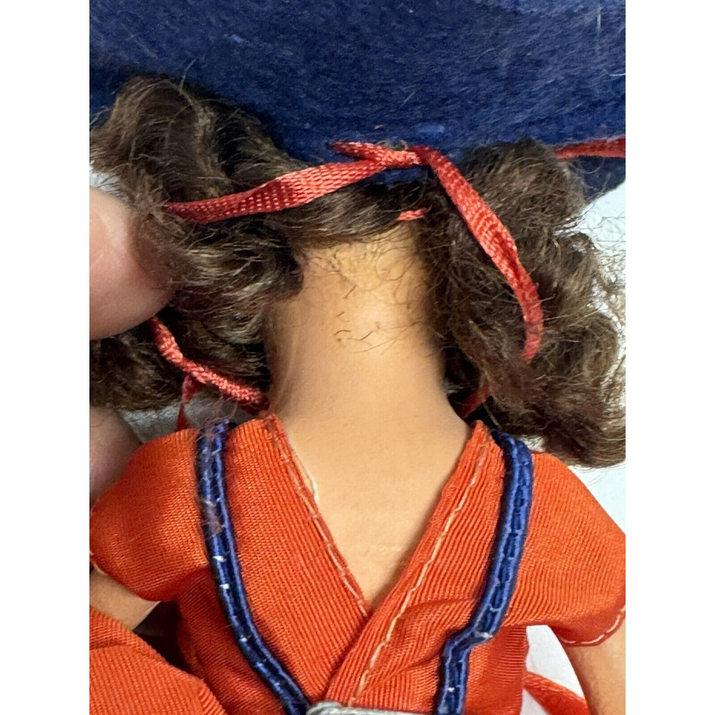 Vintage 1950s Nancy Ann Story Book Bisque Doll 6.5" Red Dress/Blue Hat