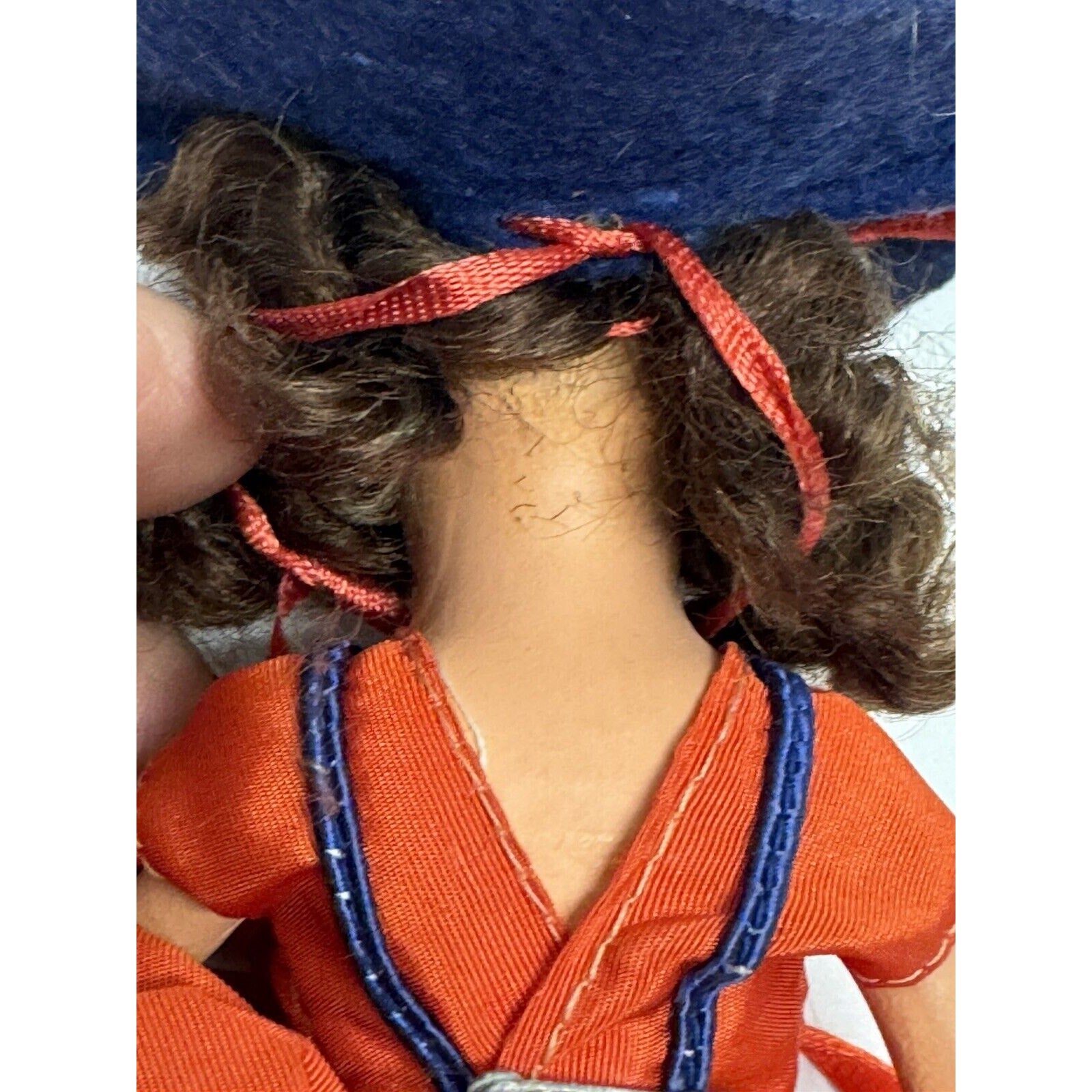 Vintage 1950s Nancy Ann Story Book Bisque Doll 6.5" Red Dress/Blue Hat