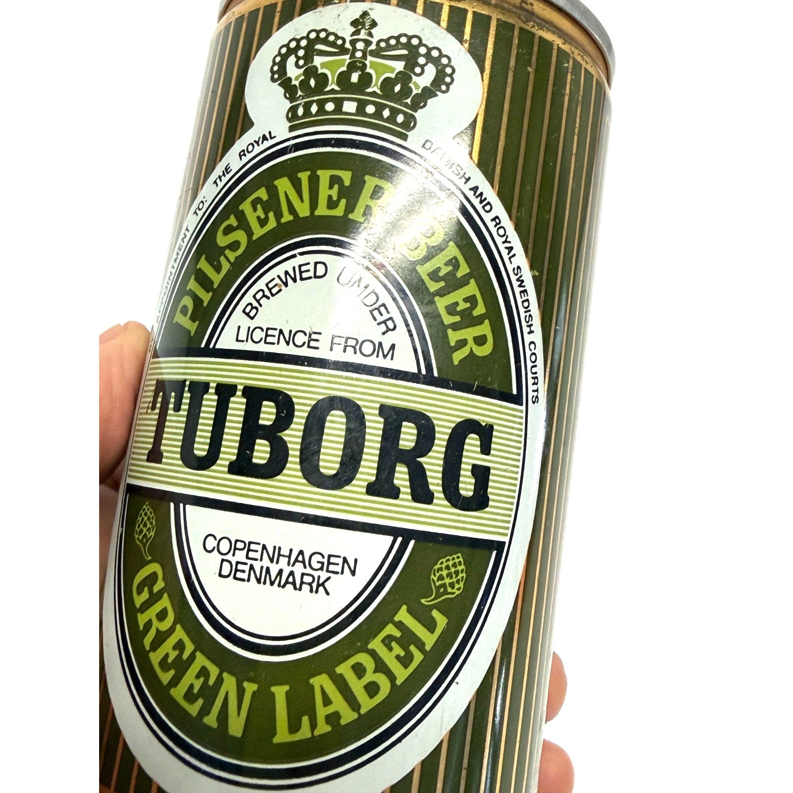 Vintage TUBORG Pilsener Beer Green Label Vintage Steel Beer Can Pull Tab , 12 OZ