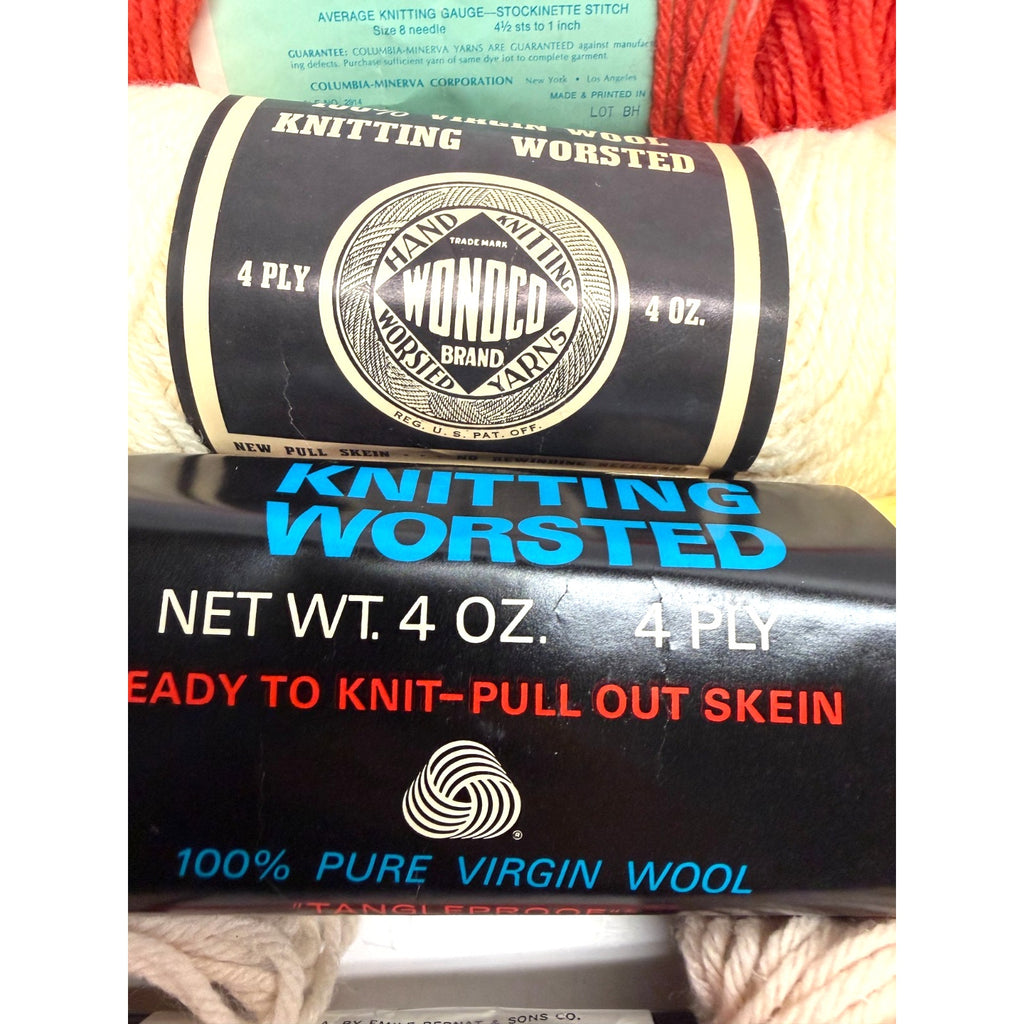 VINTAGE NOS Lot of 5 Columbia Minerva Nantuk 4-Ply & Bernat Nylo Germantown Yarn