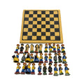 Vintage Handmade Painted Crafted Brazilian Chess Set Clay 32 Figurines