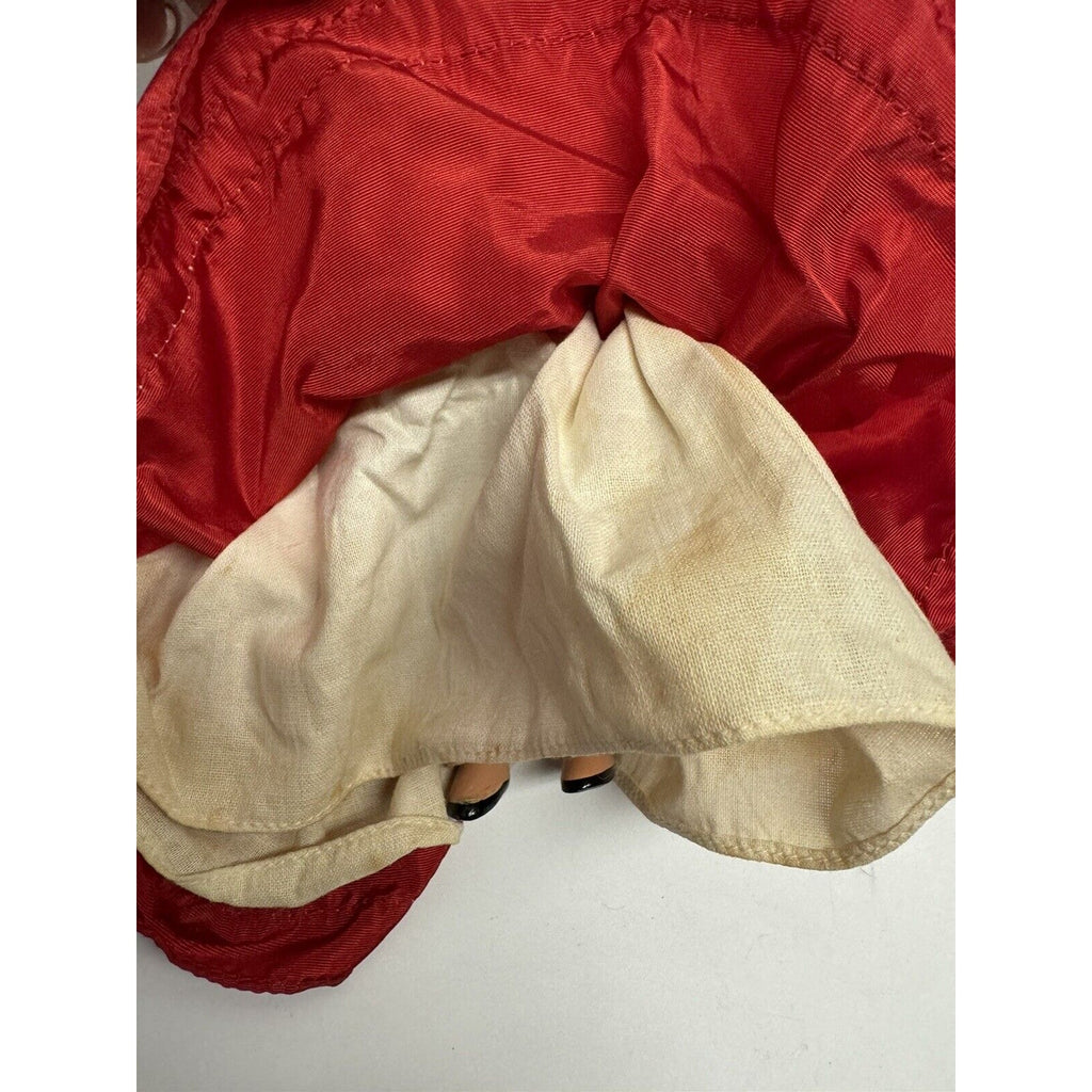 Vintage Nancy Ann Storybook Doll Red Dress w/White Hat 6"