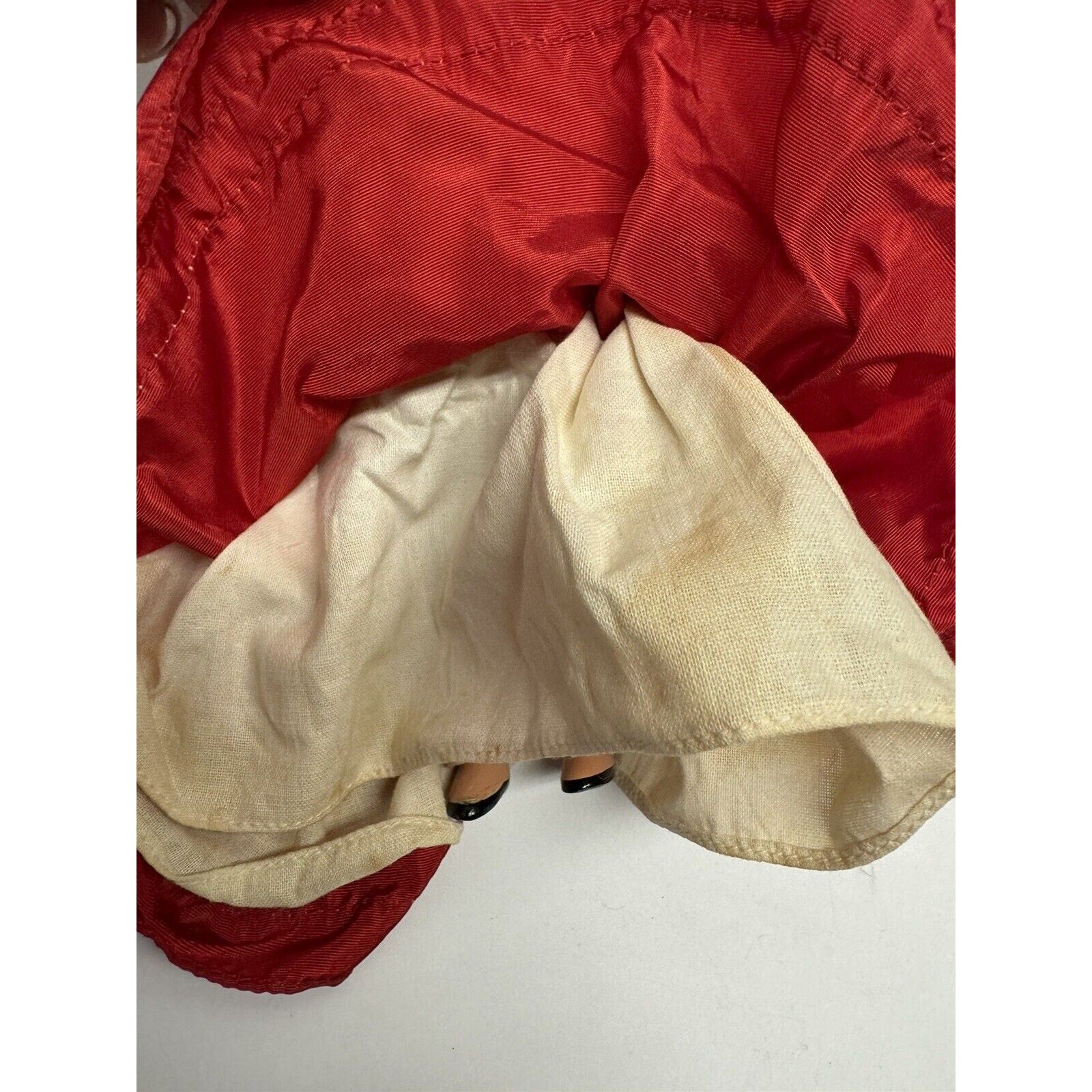 Vintage Nancy Ann Storybook Doll Red Dress w/White Hat 6"